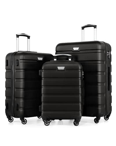 COOLIFE 3 Piece Luggage Set for Family,ABS+PC, Lightweight Durable Suitcase