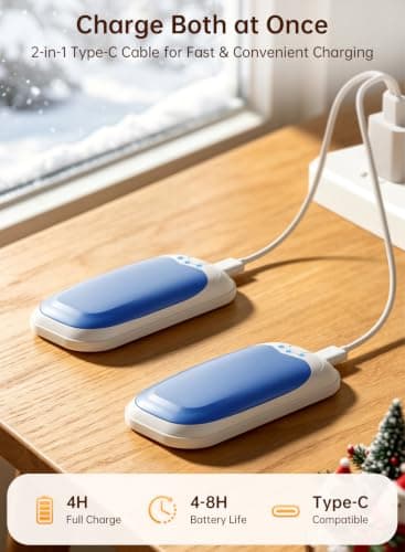Wasuka Rechargeable Hand Warmers 2 Pack, Portable Electric Handwarmers with 3 Heat Settings, USB Hand Warmer, Reusable Pocket Heater for Golf, Camping, Outdoor, Winter Gifts for Men Women (Blue) — view 5