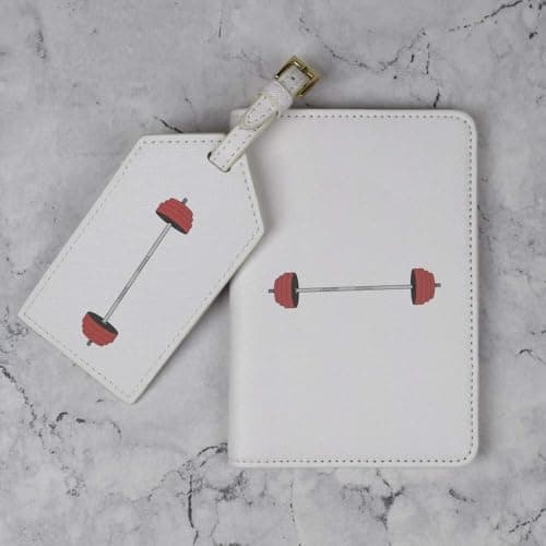 Azeeda 'Barbell Fitness Gym' Passport Travel Set - White (PA00039863) — view 2