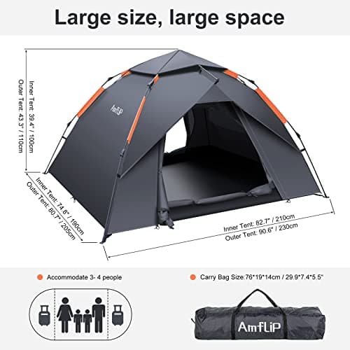 Camping Tent 2-3 Person Tent Pop Up Dome Tent,Tarpaulin Double Layers — view 6