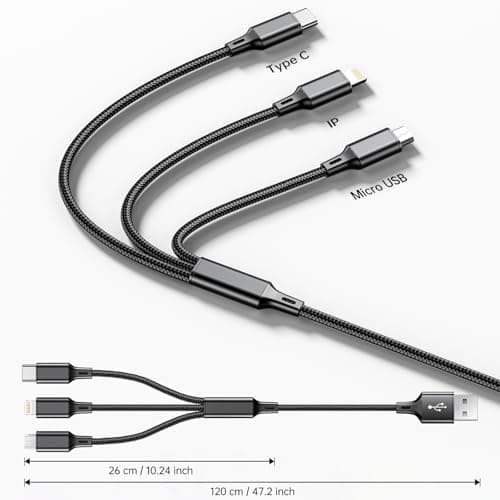 Multi Charging Cable 2 Packs 4FT,3A 3 in 1 Charging Cord for iPhone,Samsung — view 4