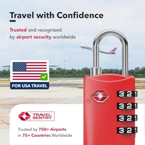 NovLock Suitcase Padlocks, TSA Approved Luggage Locks, Travel Padlocks — view 3