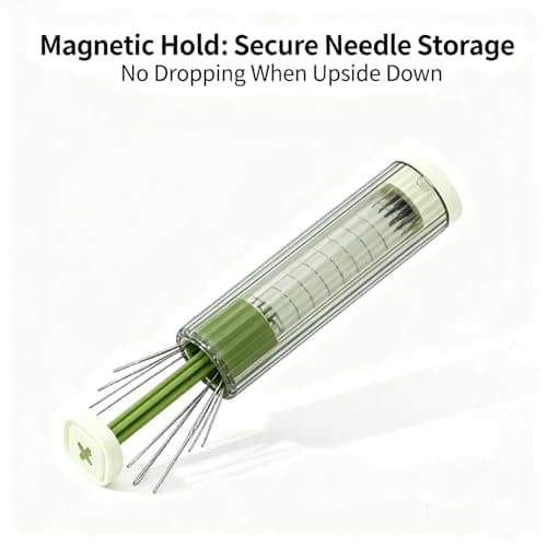 Portable Green Magnetic Sewing Needle Case Kit — view 3