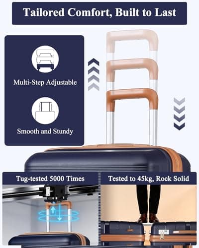 British Traveller Medium Suitcase, Lightweight Hard Shell Luggage — view 4