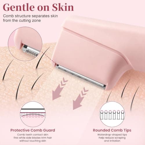 Lady Shavers for Women, IPX6 Waterproof, Horizontal Head Body Trimmer, Pink — view 3