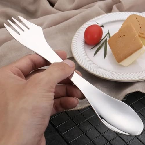 3 pcs 3-in-1 Utility Spork,Multipurpose Utility Spork 3-in-1 Camping Spoon Fork Knife Combo,Camping Sporktravel Fork,Sporks Stainless Steel,for Travel, Outdoor Activities(7.17x1.38inch) — view 5