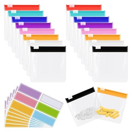 22Pcs Pill Pouch Bags Set,Zippered Pill Pouches with Label Reusable,Medicine Bag for Travelling,Zippered Pill Pouches,Clear Plastic Portable Pill Baggies for Pills Storage