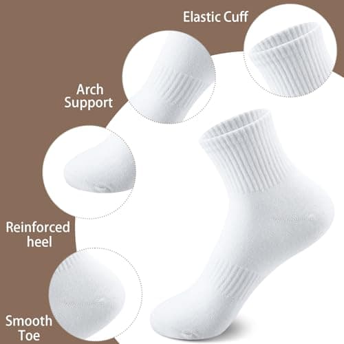 Zuimei 8 Pairs White Sports Socks, Crew Socks Women — view 4