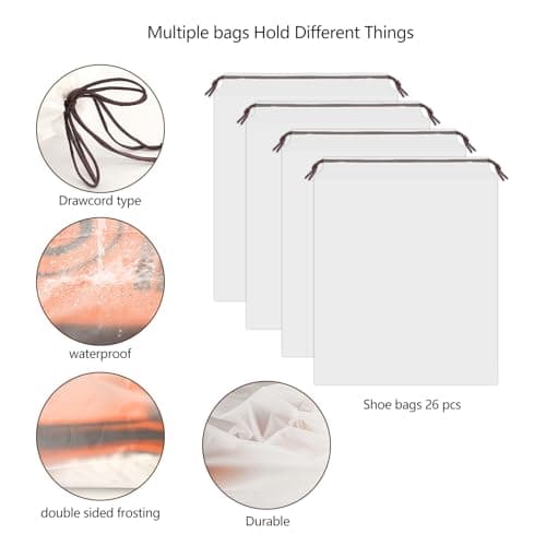 26 Pcs Shoe Bags Storage Bags 11.8in X 15.7in Transparent Shoe Bags with Rope Dust Proof Bag Underwear Bag Travel Storage Bag for Travel Men and Women — view 3