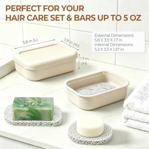 AIMAIAIMAI Enhanced Leak Proof Travel Soap Case, Silicone Soap Container with Draining Layer, Portable Bar Soap Holder for Bathroom, Camping, Gym, Easy to Clean (Off-White) — view 2