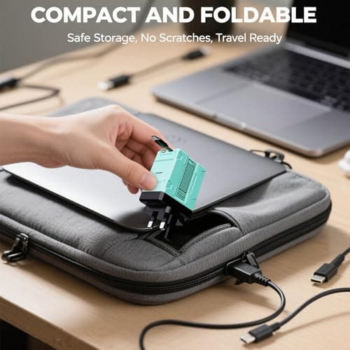 2 in 1 Charger 120w, Scalable Retractable 120w Fast Charger Module, Fast Charger Module, Multi Charger Adapter Wall Plug, All in 1 Foldable Charging Adapter Wall Plug for Phone, Tablet (Sky Blue) — view 3