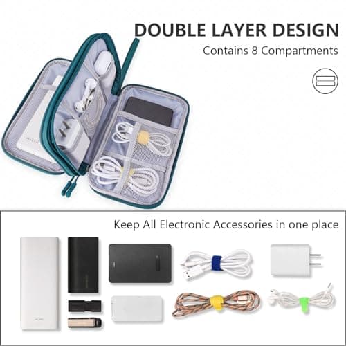 Teskyer Travel Cable Organiser Bag, Travel Essential, Dark Green — view 3