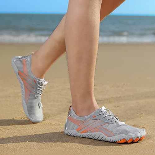 Supmix Mens Womens Water Shoes Beach Shoes Mens Womens Swim Shoes Quick Dry Barefoot Shoes Aqua Shoes Sea Shoes Surf Diving Pool Shoes for Mens Womens Gray, 7 UK — view 2