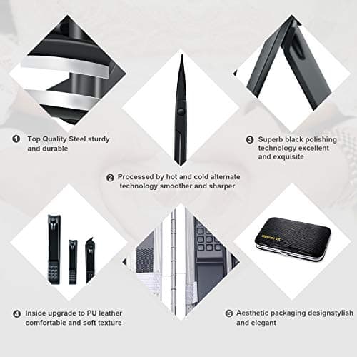Manicure Set 10pcs Professional Nail Clippers Kit, Black — view 5