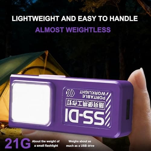 CHANGYUE Mini Torch, Compact Pocket Flashlight, USB-C Rechargeable Small Torch Flat EDC Torchrs Flashlight with Pocket Clip and Magnetic Base COB Work Light for Hiking Camping Repair Travel(Purple) — view 4