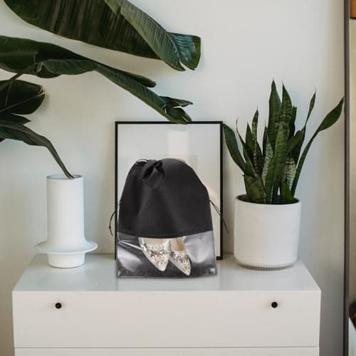 10pcs Travel Shoe Bag Drawstring Dust Cover for Suitcase Black — view 6