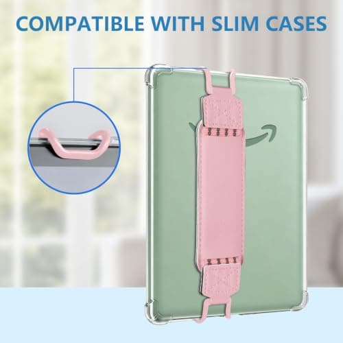 HoYiXi Universal Soft Elastic Hand Strap for 6-7'' eReader, Compatible with Kindle, Kobo, PocketBook, Tolino, High-Elasticity Hand Strap Finger Grip Holder For 6'',6.8", 7" eReader,Pink — view 5
