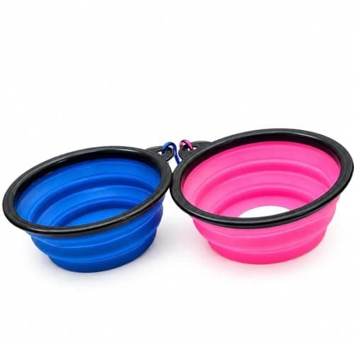 Collapsible Dog Bowl 2 Pack Portable Foldable Pet Travel Bowls for Dogs & Cats Silicone Food & Water Bowl 17cm Random Colours — view 2