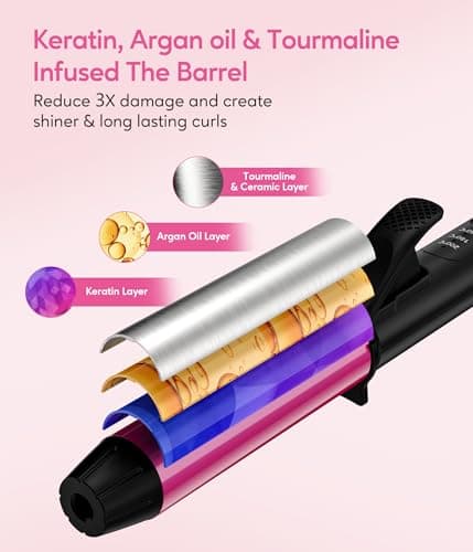 FARERY Dual Voltage Mini Curling Tongs, 25mm Mini Ceramic Curling Iron for Short & Long Hair, Travel Size Curling Wand with 3 Adjustable Temp, Keratin & Argan Oil Infused Barrel, with Storage Bag — view 5