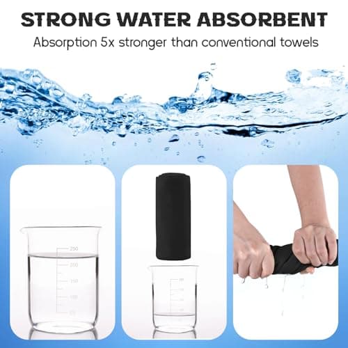 Sinand Microfibre towel 2 Pack |160x80cm+80x40cm| Ultra Lightweight Gym Towel, Quick Dry Microfiber Towels for Sports Travel Camping Beach Swimming (Black) — view 4