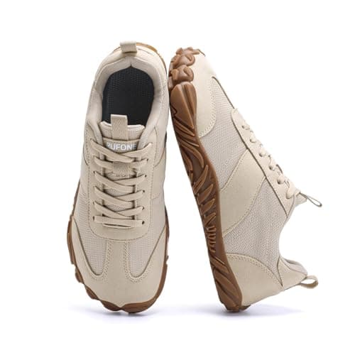 RUFONE Barefoot Hiking Shoes for Women and Men – Minimalist Trail & Walking Sneakers, Spacious Toe Box, Non-Slip, Khaki, 7 Women/5 Men