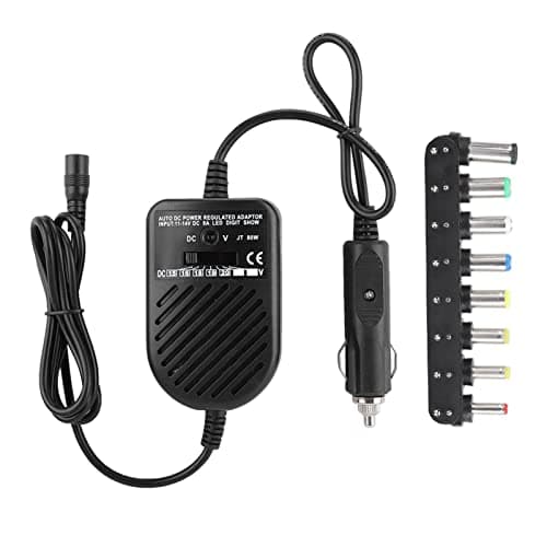 YUKERMARB 80W Car Laptop Charger, Auto Laptop Adapter Vehicle Notebook Power Supply with Stabilized Output Adjustable Voltage 8 Tips for Laptops