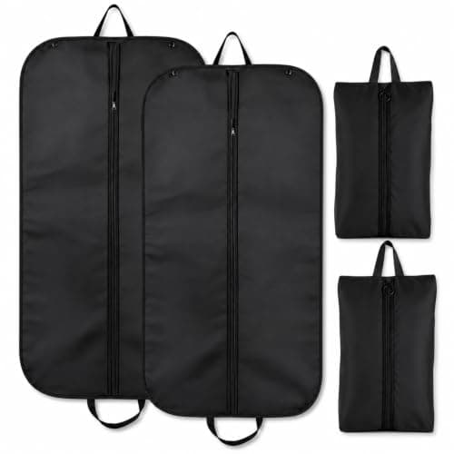 2PCS Black Suit Bag Set, Dress Cover, Garment Covers for Travel Storage