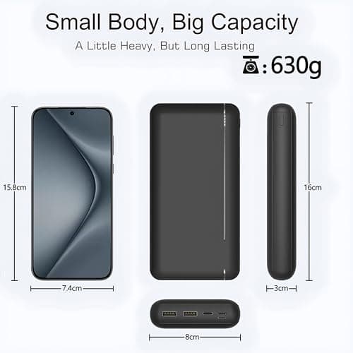 Power Bank 20000mAh, Fast Charging Portable Charger,22.5W Powerbank 2 Output 3 Input External Battery Pack Compatible with iPhone Samsung Galaxy Huawei iPad and More (Black(20K)) — view 6