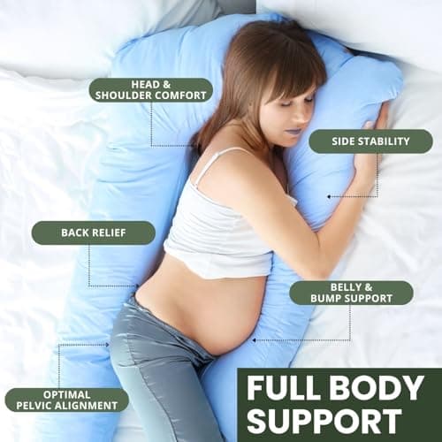 Bedding Home 9ft U Shaped Pregnancy Pillow | Orthopedic Cuddle Cushion Full Body Pillows for Adults with Cover | Side Sleeper Maternity Pillow | 9ft Long Pillows & Blue Cover — view 5