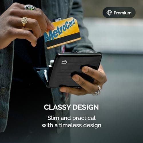 ÖGON -DESIGNS- Aluminum Wallet, Large Capacity with Metal Lock, RFID Protection Against Fraud and demagnetization, Smart Case Oslo Large Model (Aluminium Black) — view 5