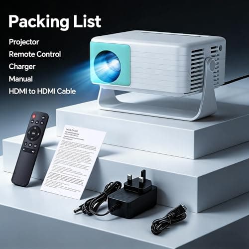 WOLFANG Mini Projector, Home Cinema Projector for Bedroom, Portable 1080P Full HD Supported with Auto Keystone Correction, 50% Zoom & 180° Rotation, Compatible with iOS/Android/Switch/Laptop/TV Stick — view 6