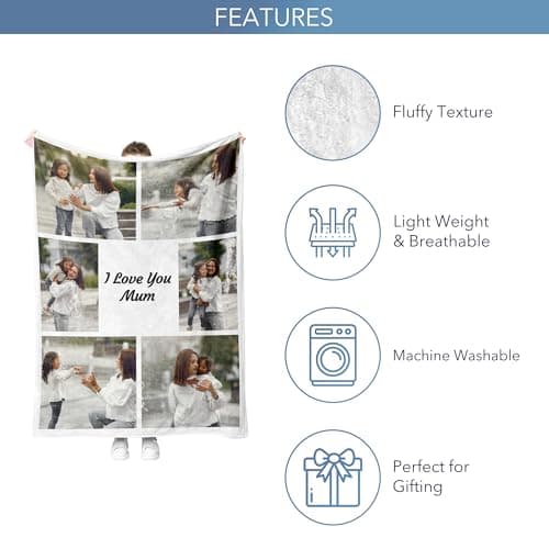 Print Maniacs Personalised Anniversary Blanket, Custom Photo Blanket for Couples, Romantic Gifts for Women & Men, Customised Throw Blanket with Photos, Personalised Birthday for Adults, Him & Her — view 4