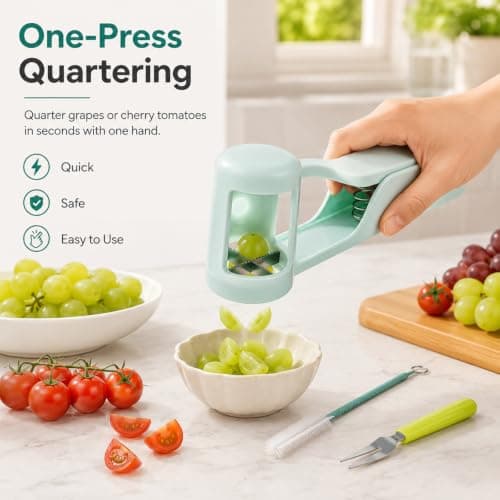 2Pcs Grape Cutter for Toddlers, Grape Slicer, Stainless Steel — view 2
