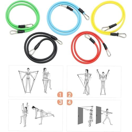 11PC Resistance Bands Set – Exercise Tubes with Handles, Ankle Straps & Door Anchor for Fitness, CrossFit, Yoga & Home Workouts (Pack of 11) — view 5