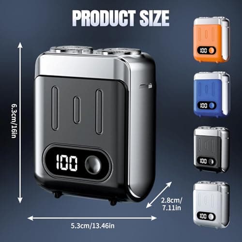 Mini Electric Razor for Men, 2025 New Portable Razors for Men IPX7 Waterproof, Type-C Fast Shavers Cordless Rechargeable, Beard Trimmer, Magnetic Double Head Shavers for Home or Travel (Black) — view 2