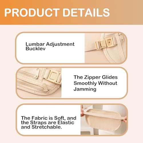 Pinpulux 2Pcs Travel Money Belt, Ultra-Thin Secure Travel Passport Cover in-Garment Hidden Anti-Theft Waist Bag Money Pouch Belt Wallet Holder Under Clothes Cash Credit Cards for Women Men — view 3