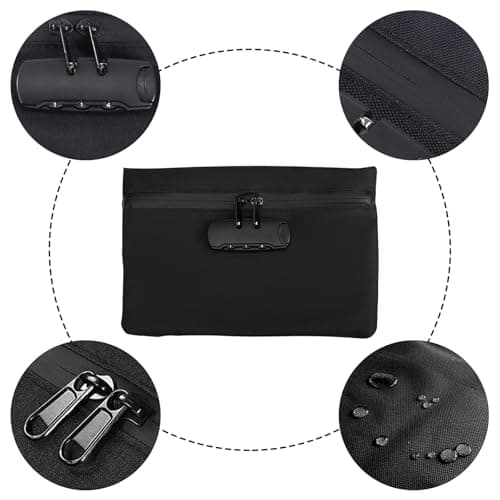 Odorless Bag, Safe, Portable, Waterproof, Zipper, Odorless, with Combination Lock, Resealable Box for Travel (9.4x 6.5 Inch, Black) — view 3