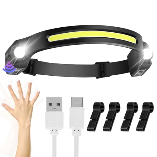 Head Torch Rechargeable Headlamp 2*XPE 6 Modes Headlight 260°Wide Beam