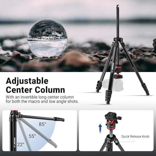 NEEWER BASICS 66.5"/169 cm Travel Tripod for Camera, Lightweight, TP12 — view 4
