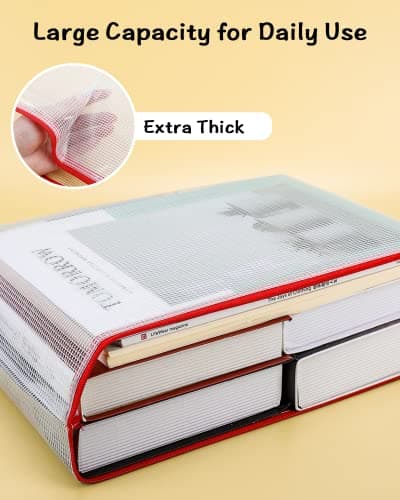 Umriox A3 Document Folder Extra Thick Zipper File Bags Mesh Zip Lock Document Wallets Folder Travel Storage Pouch for Office Supplies and Travel Accessories, Waterproof, 5PCS — view 3