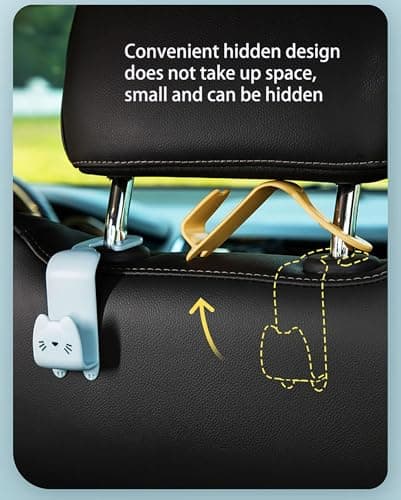 Gouccpu Auto Hooks, 2 Pack Car Storage Organiser Bag Hooks, Universal Auto Backseat Handbag Hooks, Multifunctional Car Back Seat Headrest Hanger for Hanging Bag Handbag Grocery Bags (Yellow) — view 2