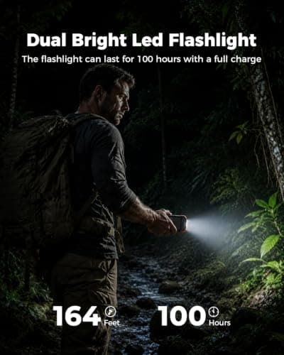 BLAVOR Solar Power Bank 10,000mAh, Portable Wireless Charger, 20W Fast Charging External Battery Pack with USB C for Cell Phones, Solar Panel Charging with Dual Flashlight for Camping — view 5