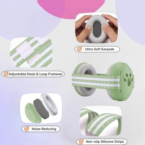 YingErTool Baby Ear Defenders - 25dB, Infant Headphones Noise Cancelling for 0-36 Months, Safe & Soothing Hearing Protection, Ideal for Travel, Sleeping (Green) — view 4