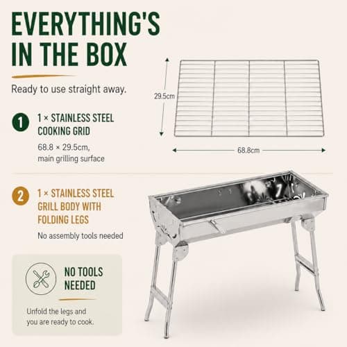 House of Home BBQ Portable Stainless Steel Folding Large Charcoal Grill — view 2