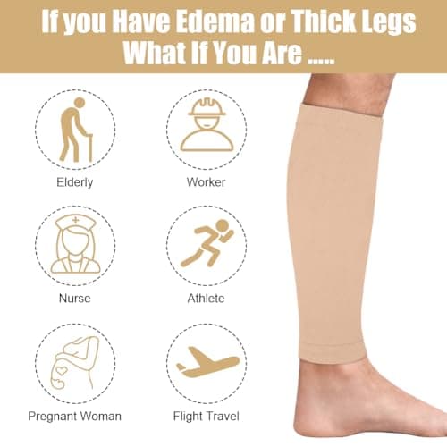 ACWOO Calf Support Compression Sleeves for Women Men, 1 Pair 15-21mmHg Class 1 Shin Splints Brace Support for Torn Muscle Pain Relief, Cramps, Sprains, Footless Leg Socks for Running Sports Flight — view 5