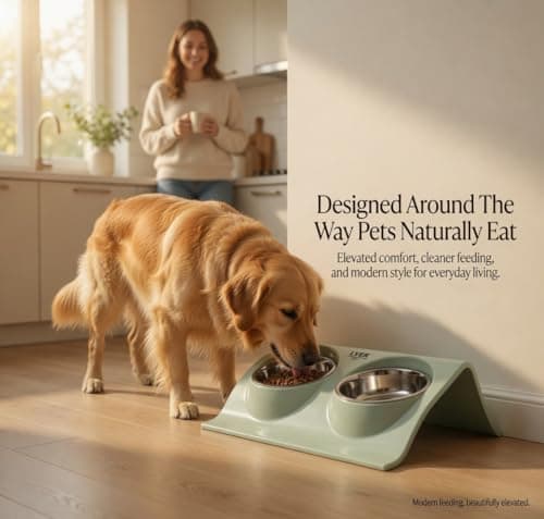 Raised Dog Bowl Set, 2 x 500ml Stainless Steel Bowl with Stand — view 6
