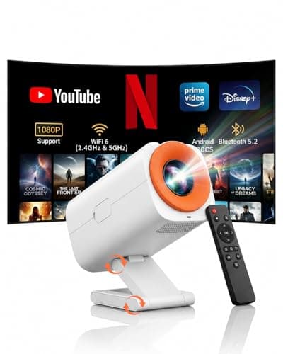 XRQ Mini Projector with Android 12, WiFi 6 & Bluetooth 5.2, 1080P Supported