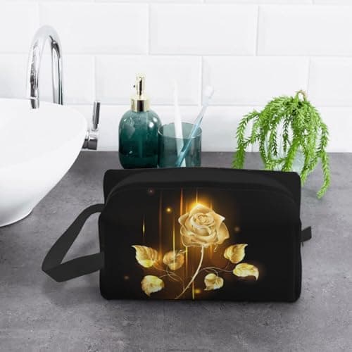 JaoXer Large Travel Cosmetic Bag â€“ Reusable gold rose Print Dopp Kit for Toiletries, Portable Organizer for Men and Women, White, One Size — view 6