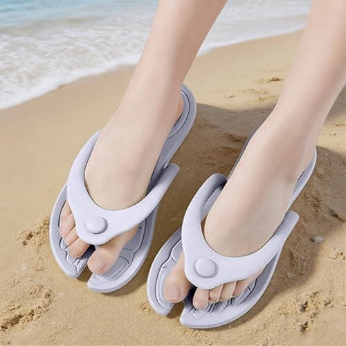 Portable Travel Slippers for Women and Men, Quick-Dry Shower Sandals with Non-Slip Rubber Sole for Indoor, Outdoor, Beach, Pool, and Spa Use, Lightweight and Foldable Design (Grey, 6) — view 3