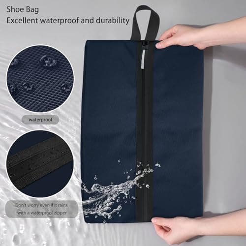 Shoe Bag for Travel, Oxford Fabric Shoe Pouch Odor-Absorbing Waterproof Multi-Purpose Shoe Storage for Golf, Dance, Gym, Travel Organizer or Dust Cover (2, Dark Blue) — view 2